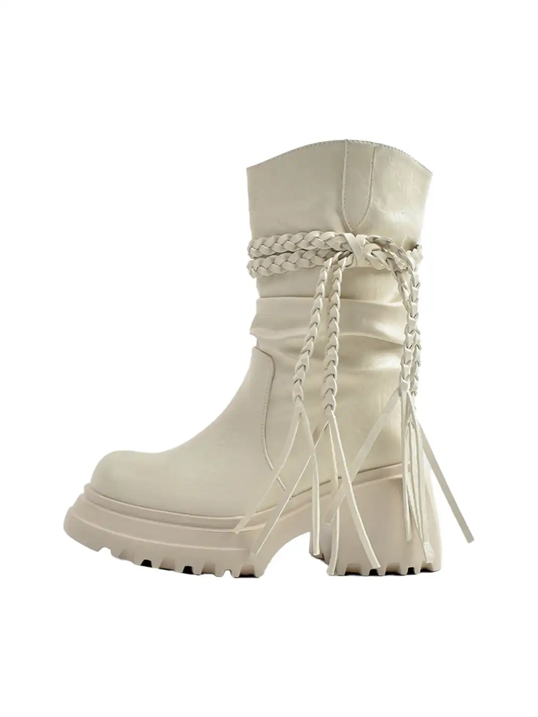 RONG | Fringe V-Platform Calf Boots