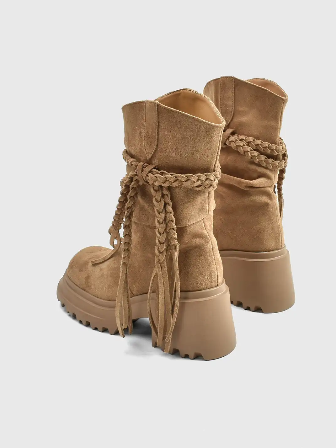 RONG | Fringe V-Platform Calf Boots