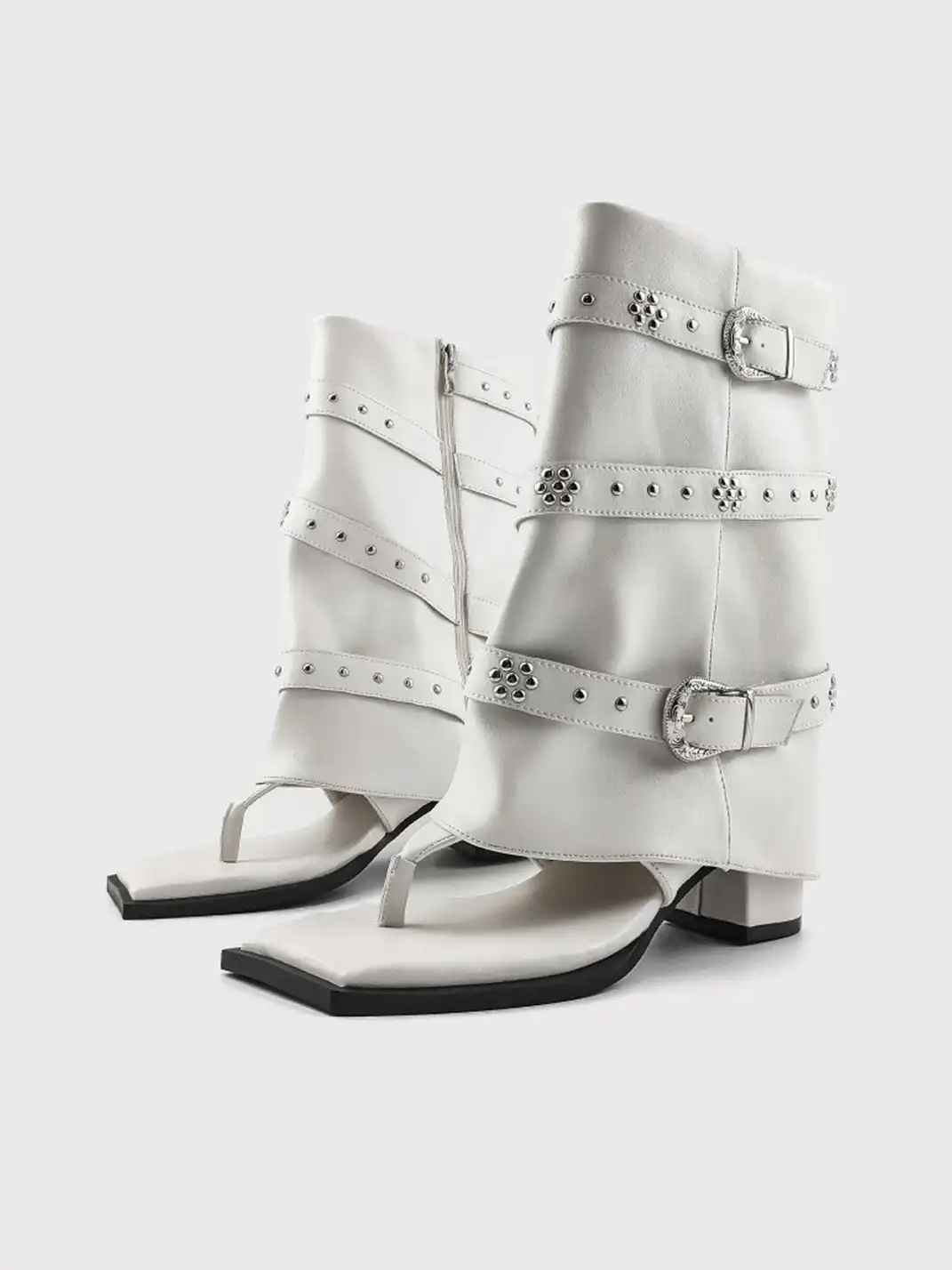 RONG | Rivet Buckle Thong Sandal Boots