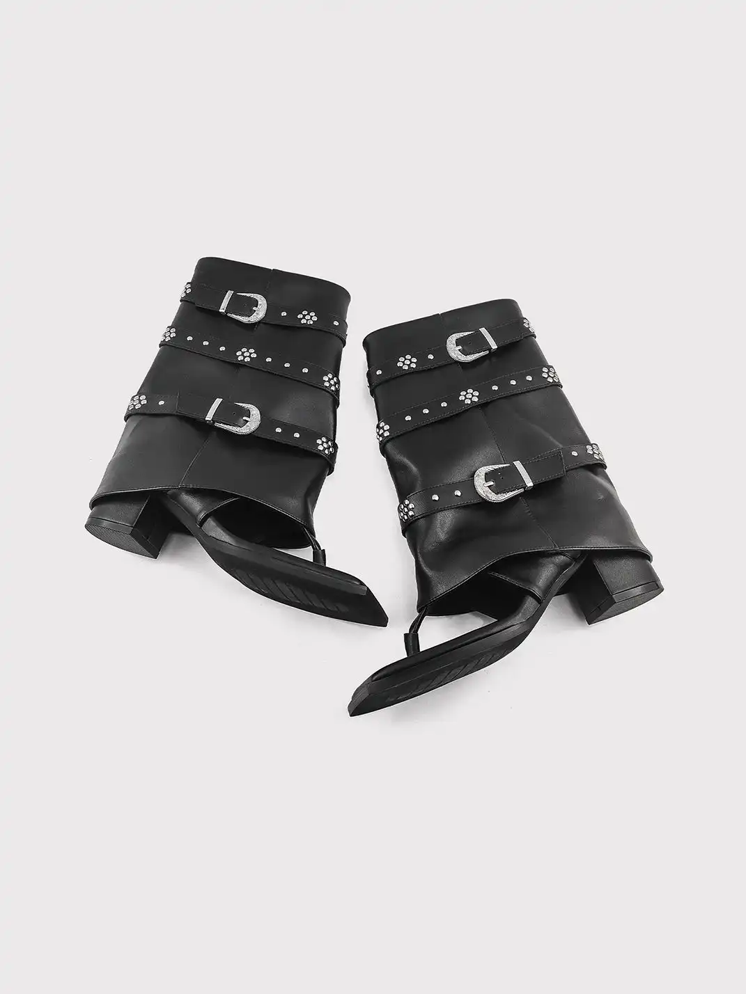 RONG | Rivet Buckle Thong Sandal Boots