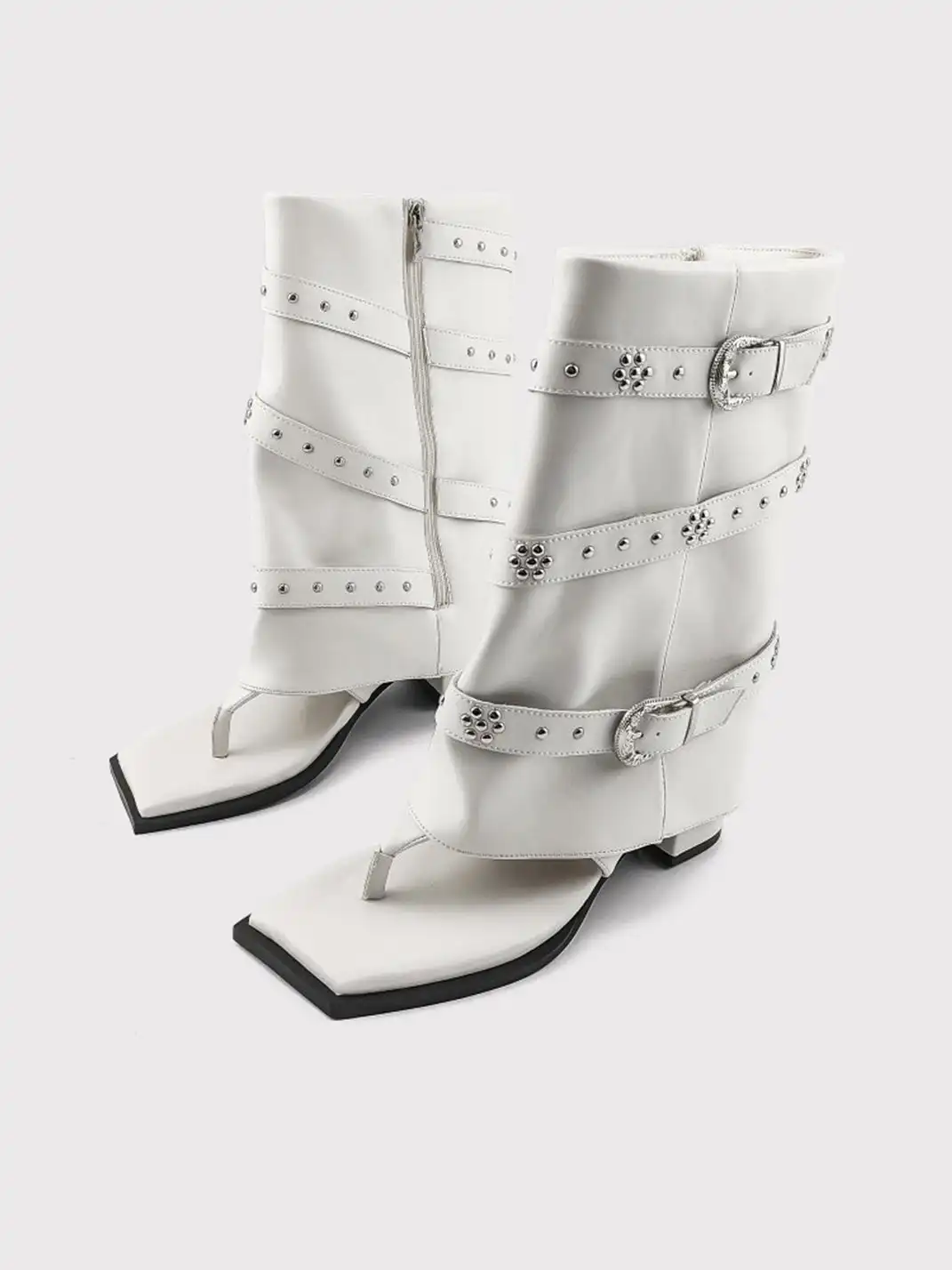 RONG | Rivet Buckle Thong Sandal Boots