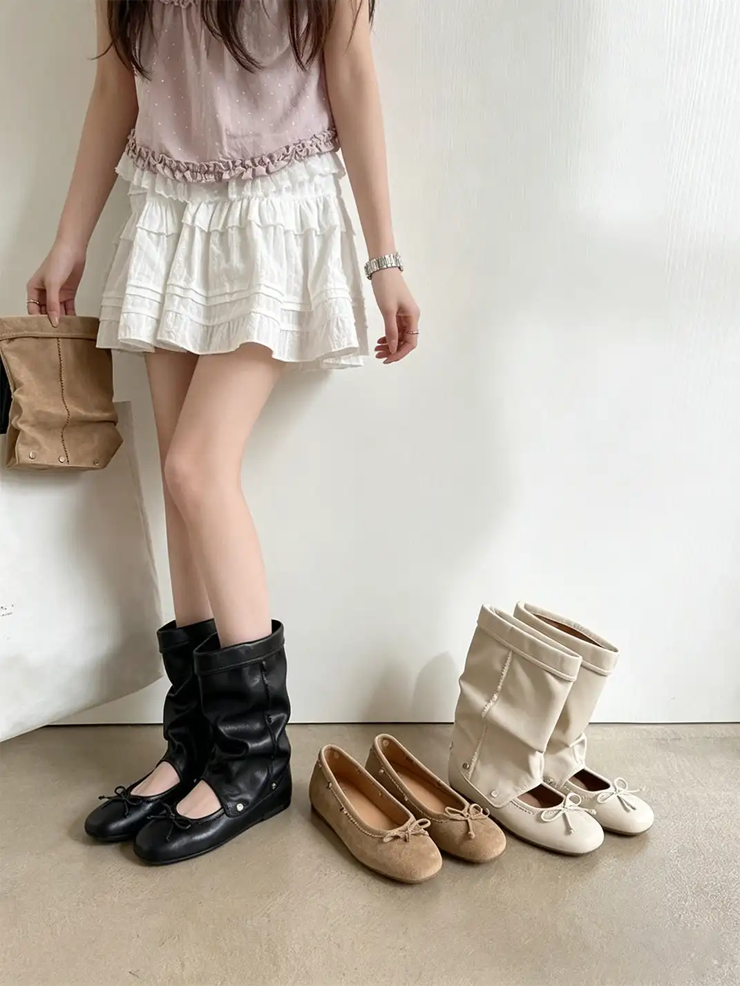 RONG | Detachable 2-Way Bow Sandal Boots