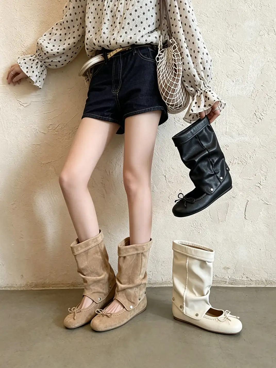 RONG | Detachable 2-Way Bow Sandal Boots