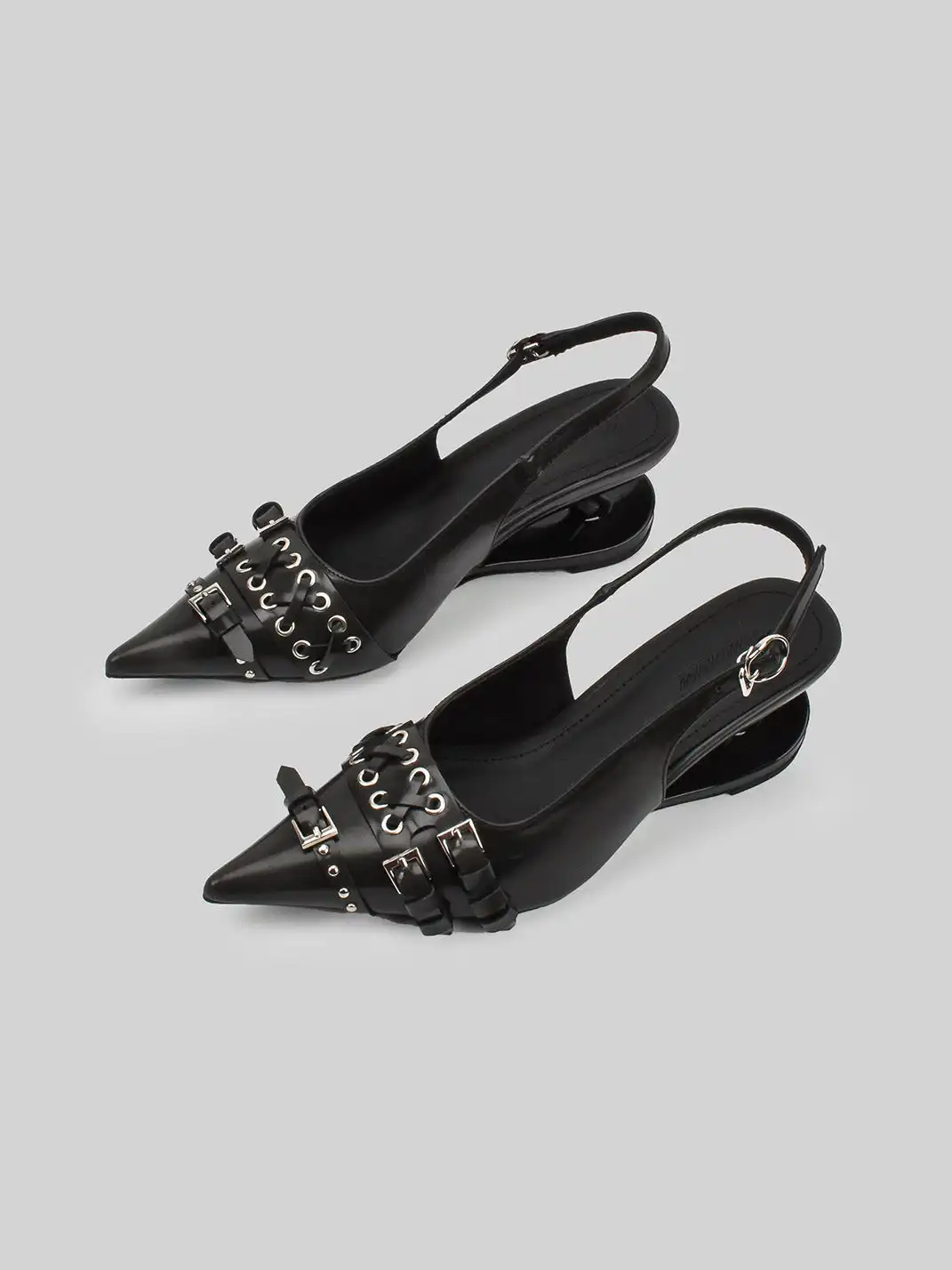 RONG | Pointed Toe Buckle Floating High Heels
