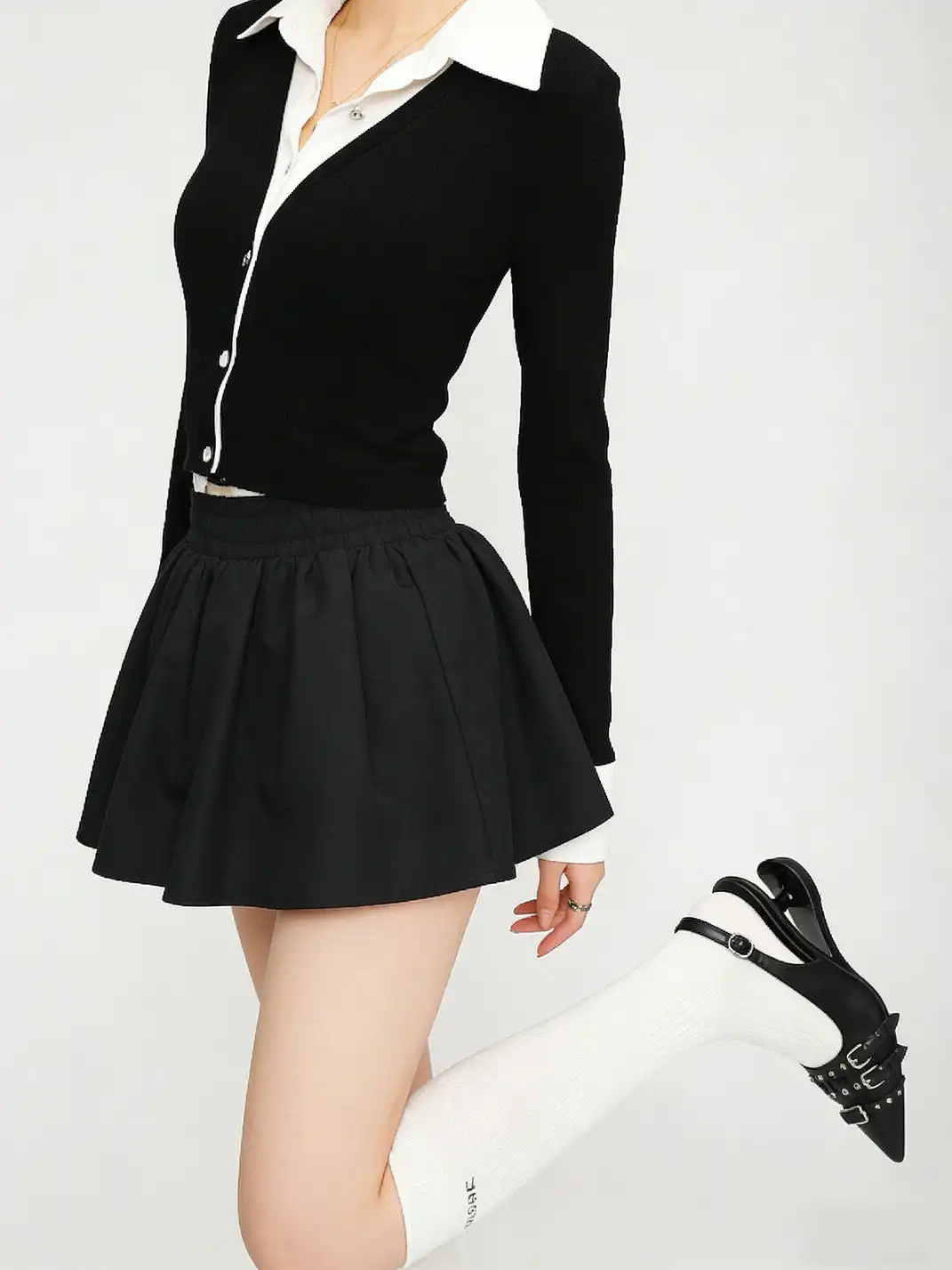 RONG | Pointed Toe Buckle Floating High Heels