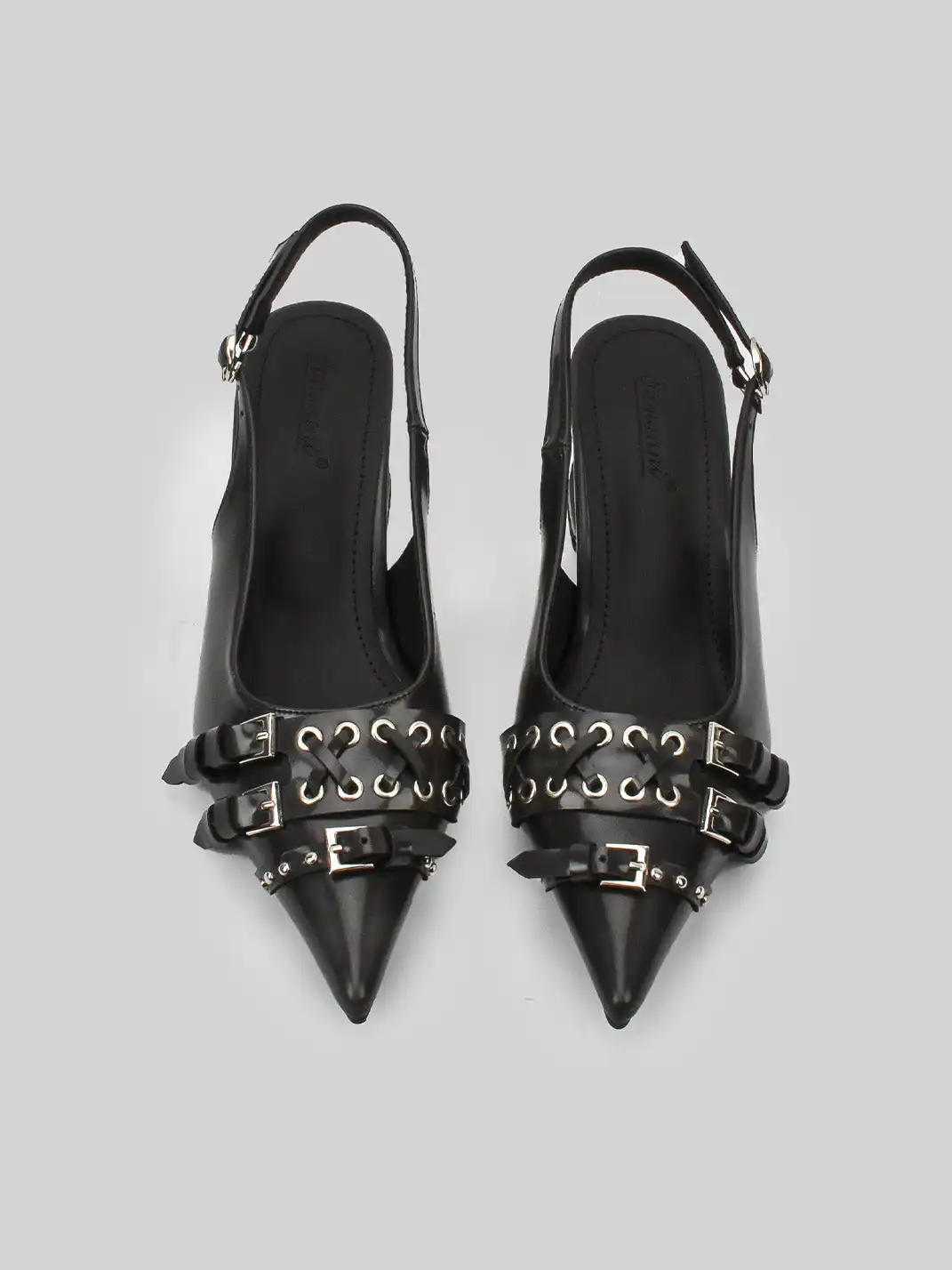 RONG | Pointed Toe Buckle Floating High Heels