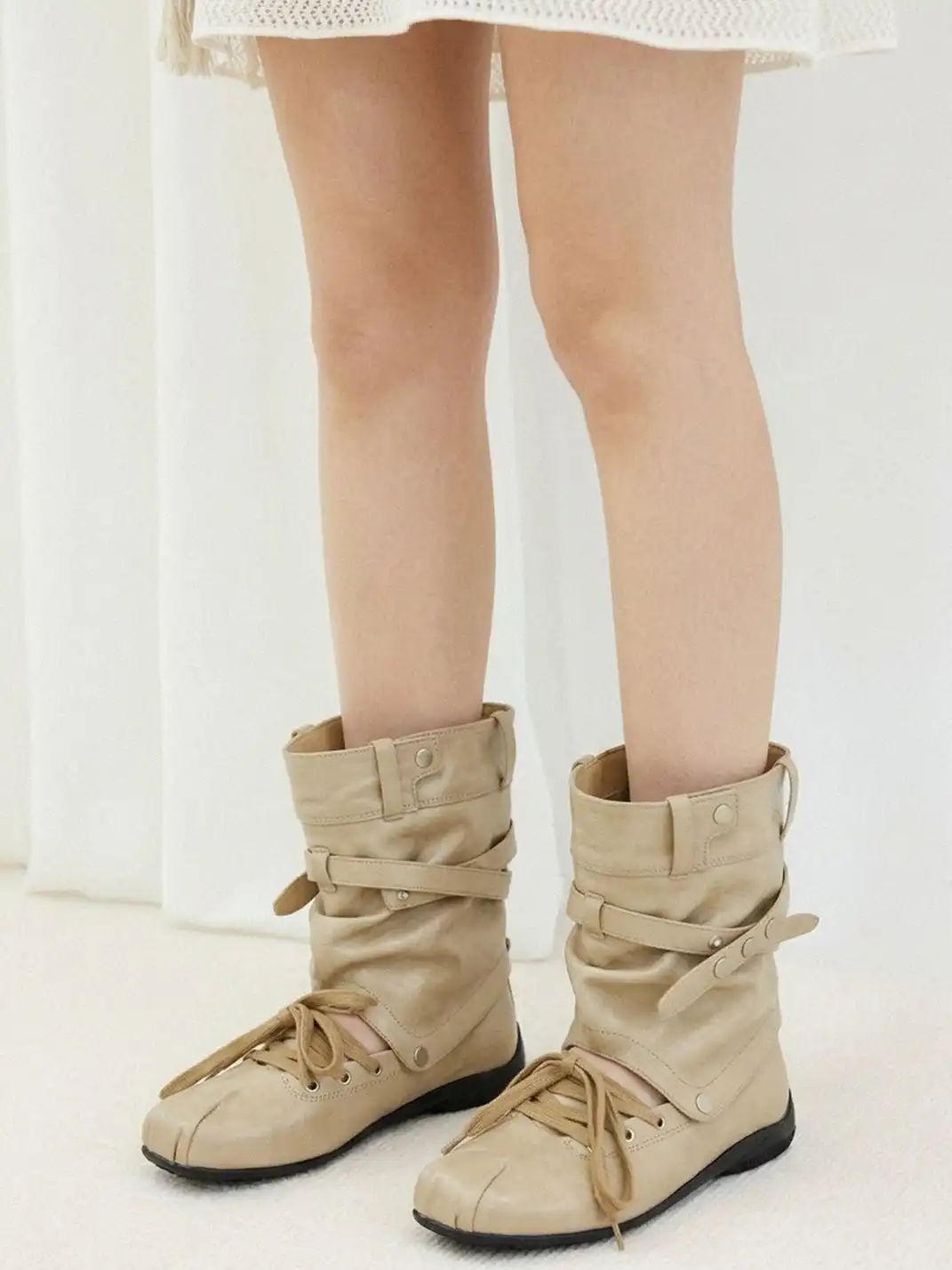 RONG | Detachable Square Toe Bow Sandal Boots