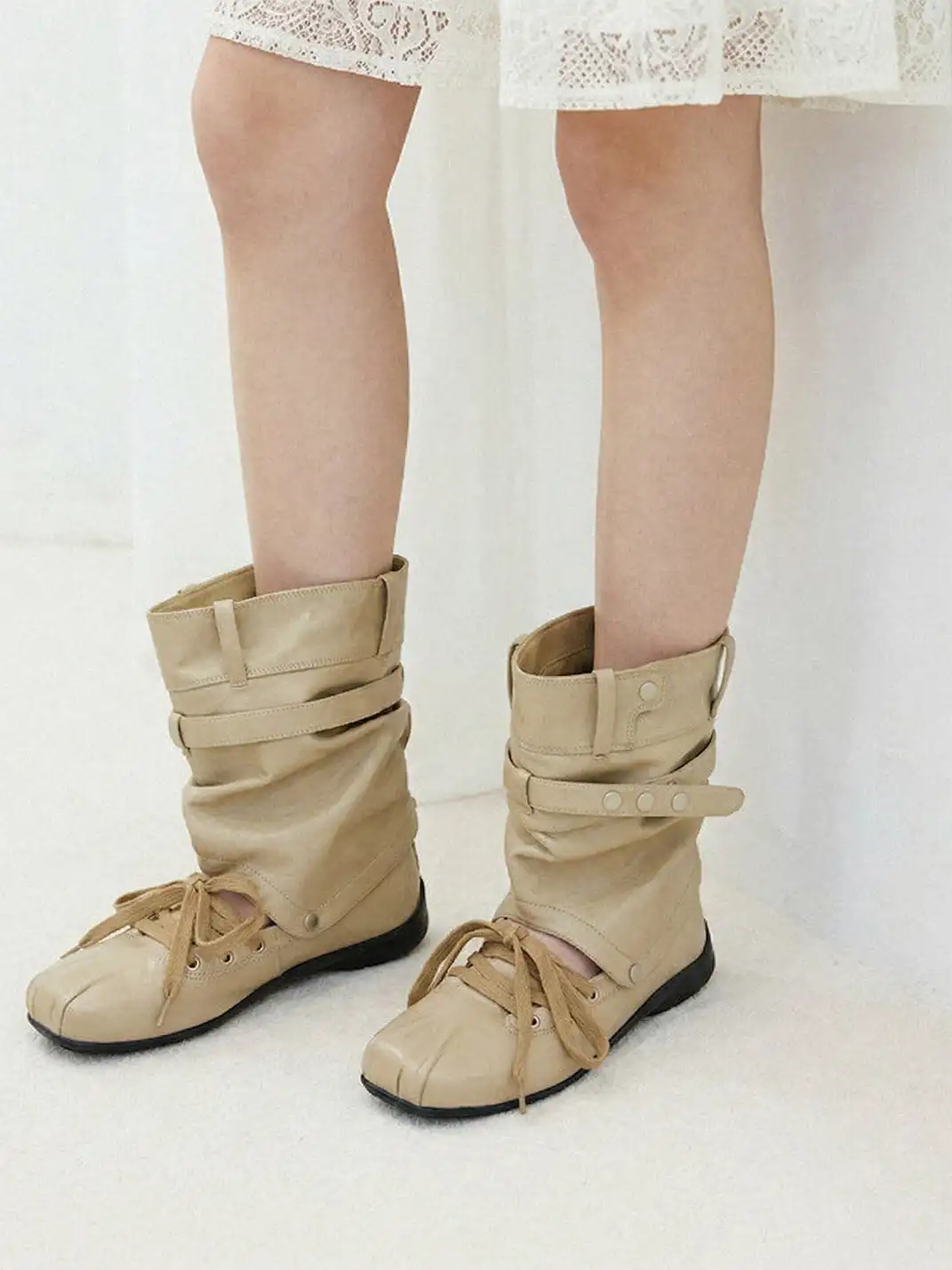 RONG | Detachable Square Toe Bow Sandal Boots