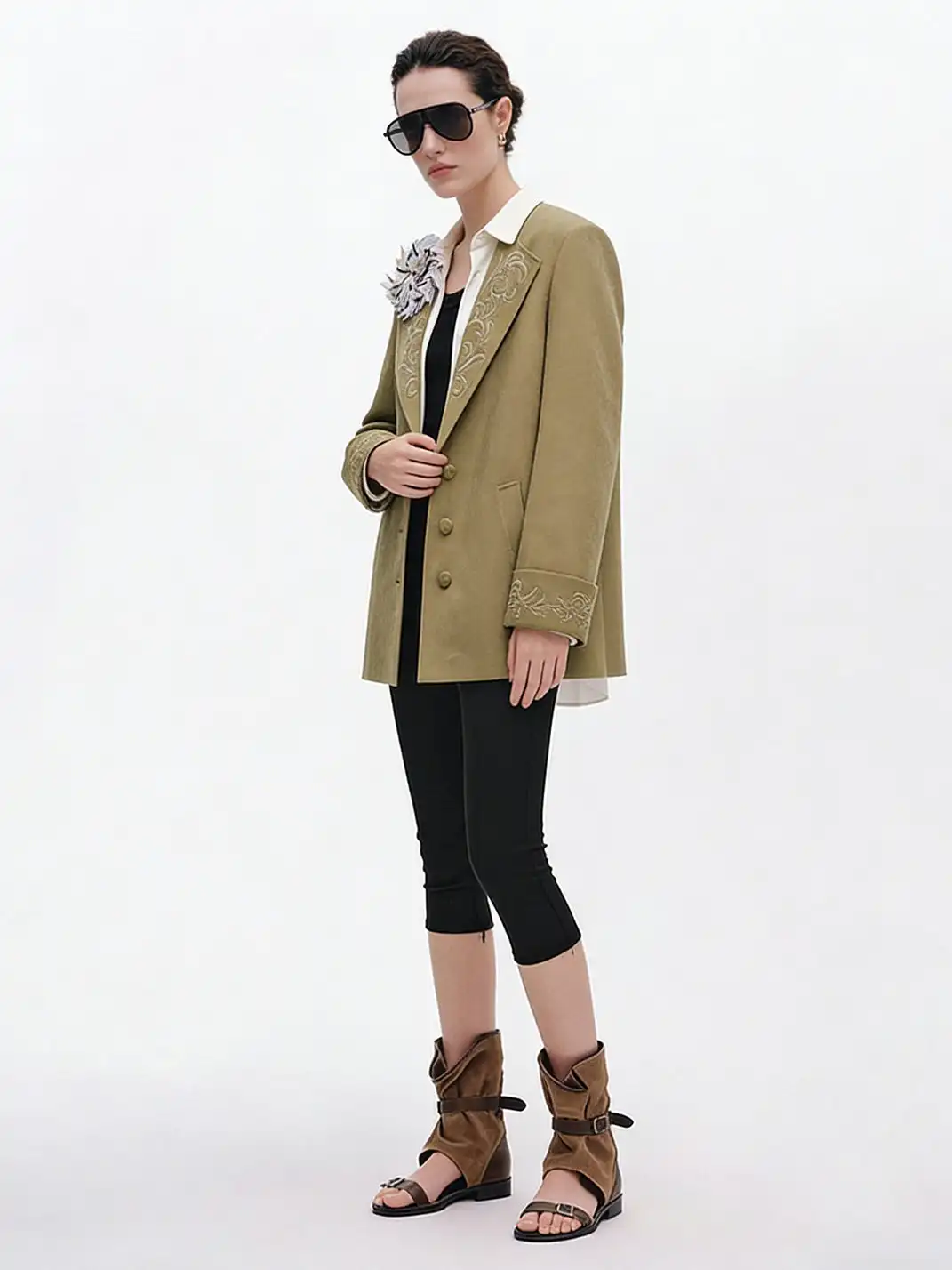 RONG | Low Heel Buckle Open Toe Sandal Boots