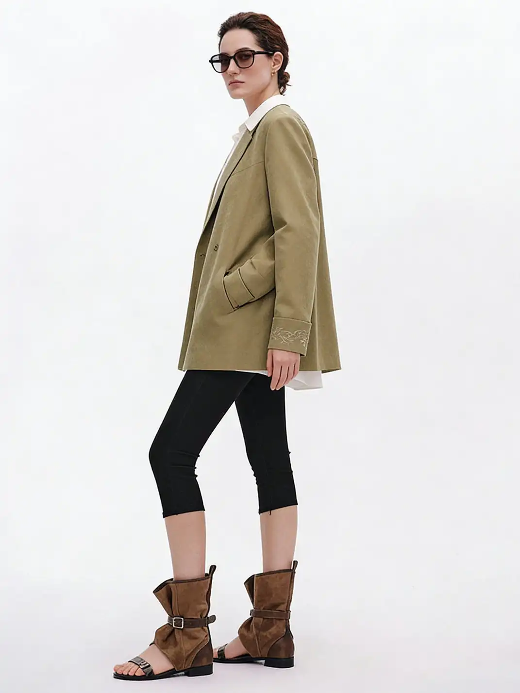 RONG | Low Heel Buckle Open Toe Sandal Boots