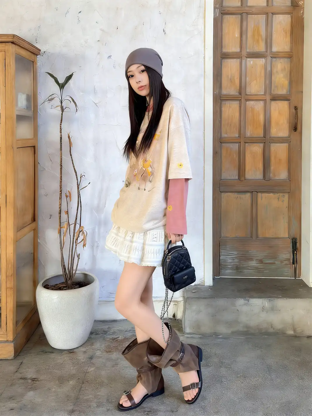 RONG | Low Heel Buckle Open Toe Sandal Boots