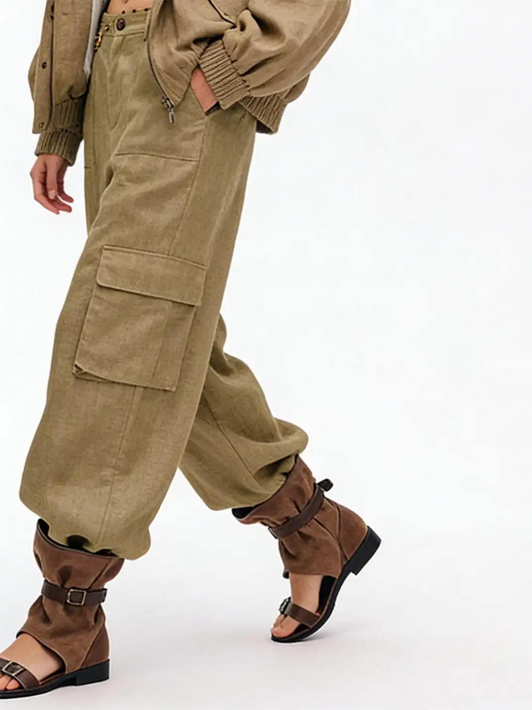 RONG | Low Heel Buckle Open Toe Sandal Boots