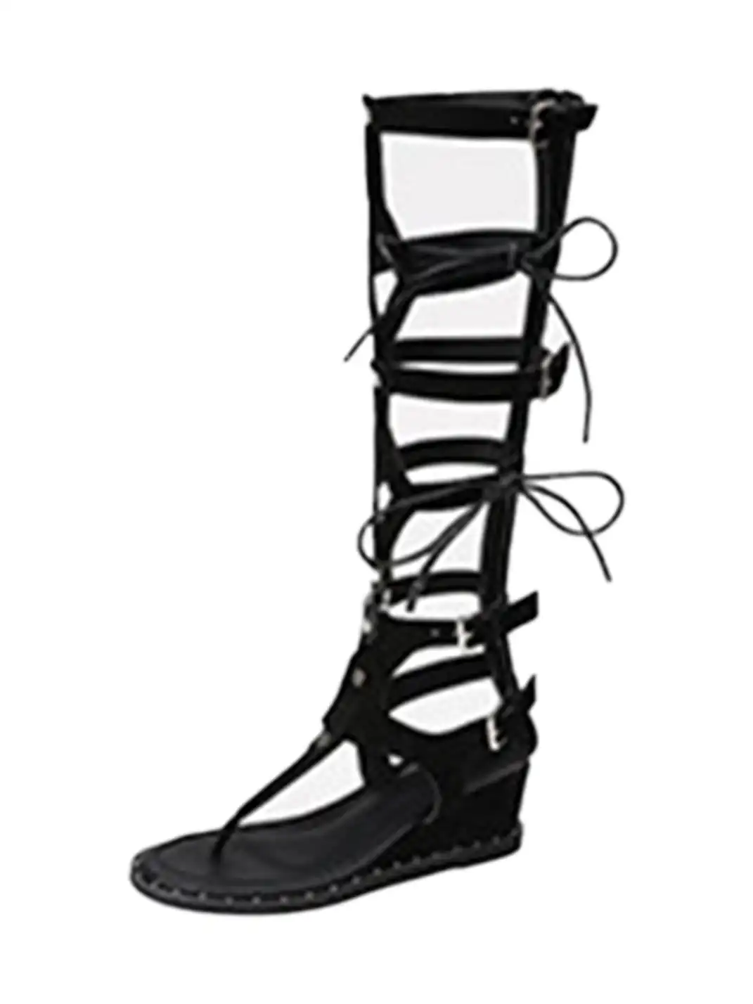RONG | Lace-Up Bow Wedge Heel Roman Sandals