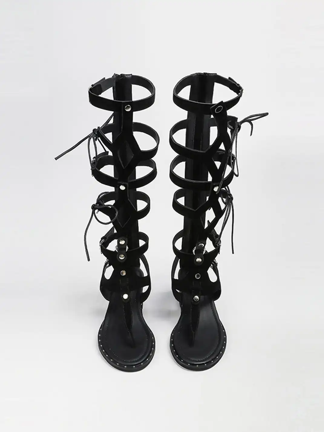 RONG | Lace-Up Bow Wedge Heel Roman Sandals