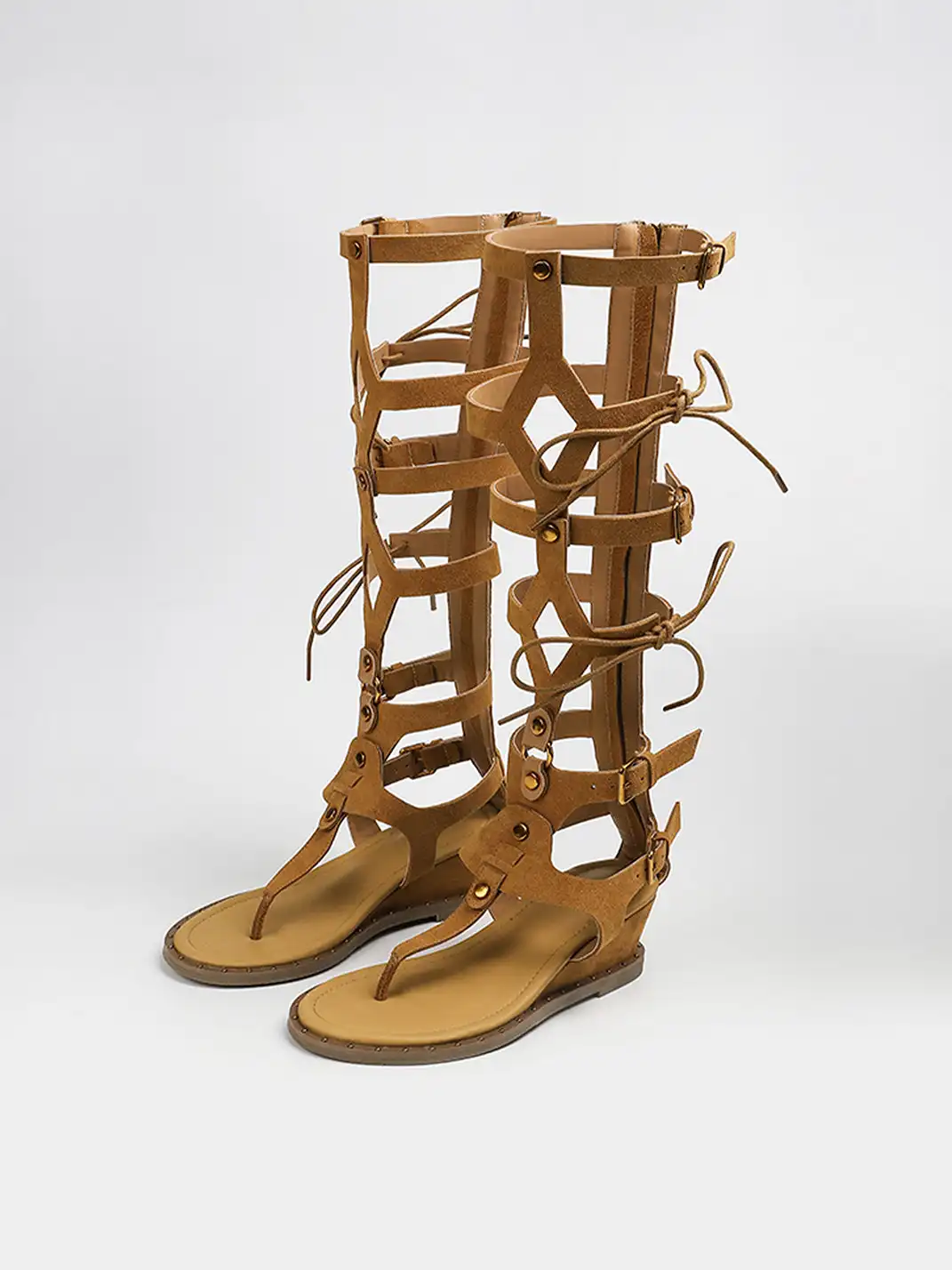 RONG | Lace-Up Bow Wedge Heel Roman Sandals