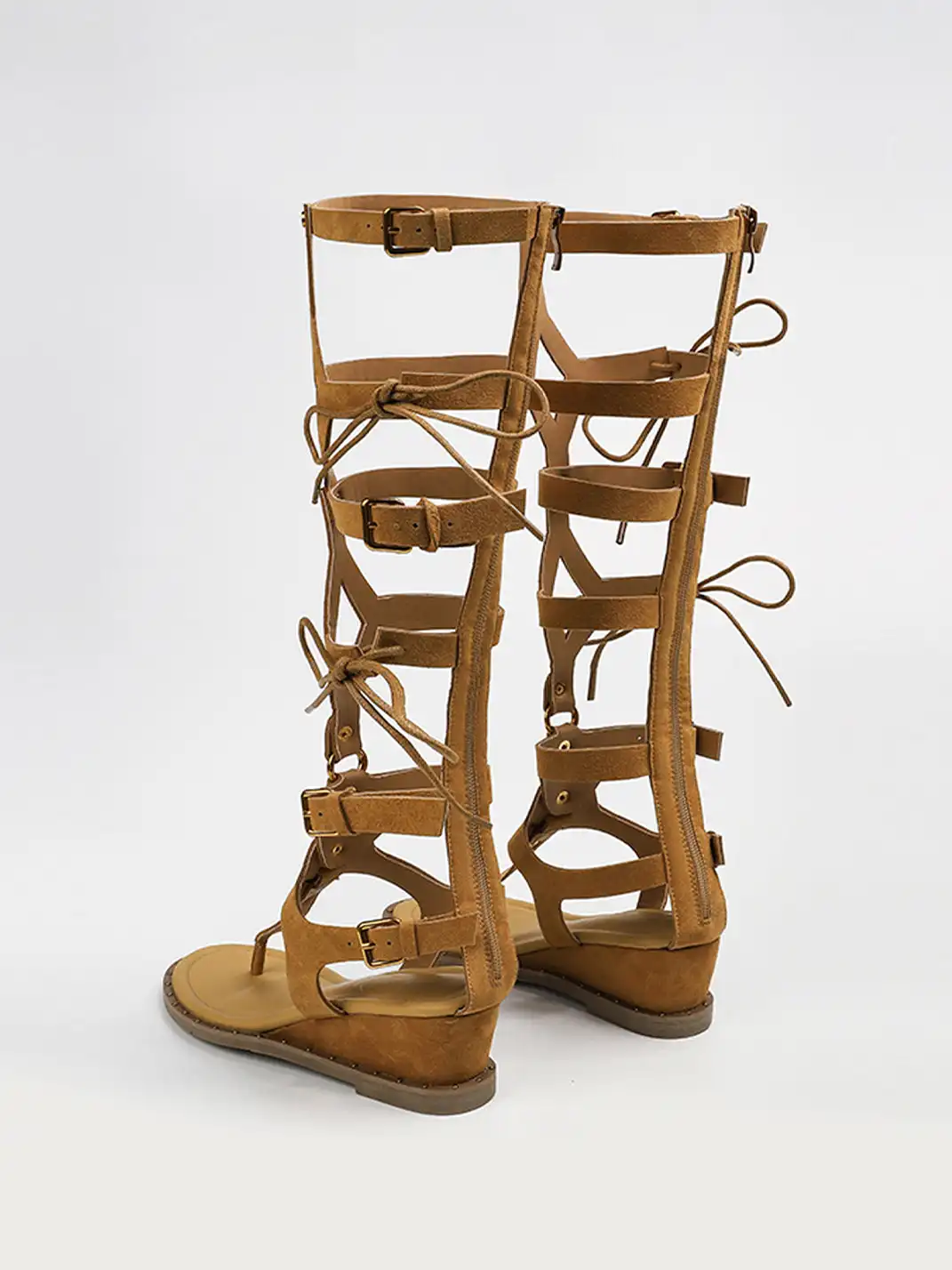 RONG | Lace-Up Bow Wedge Heel Roman Sandals
