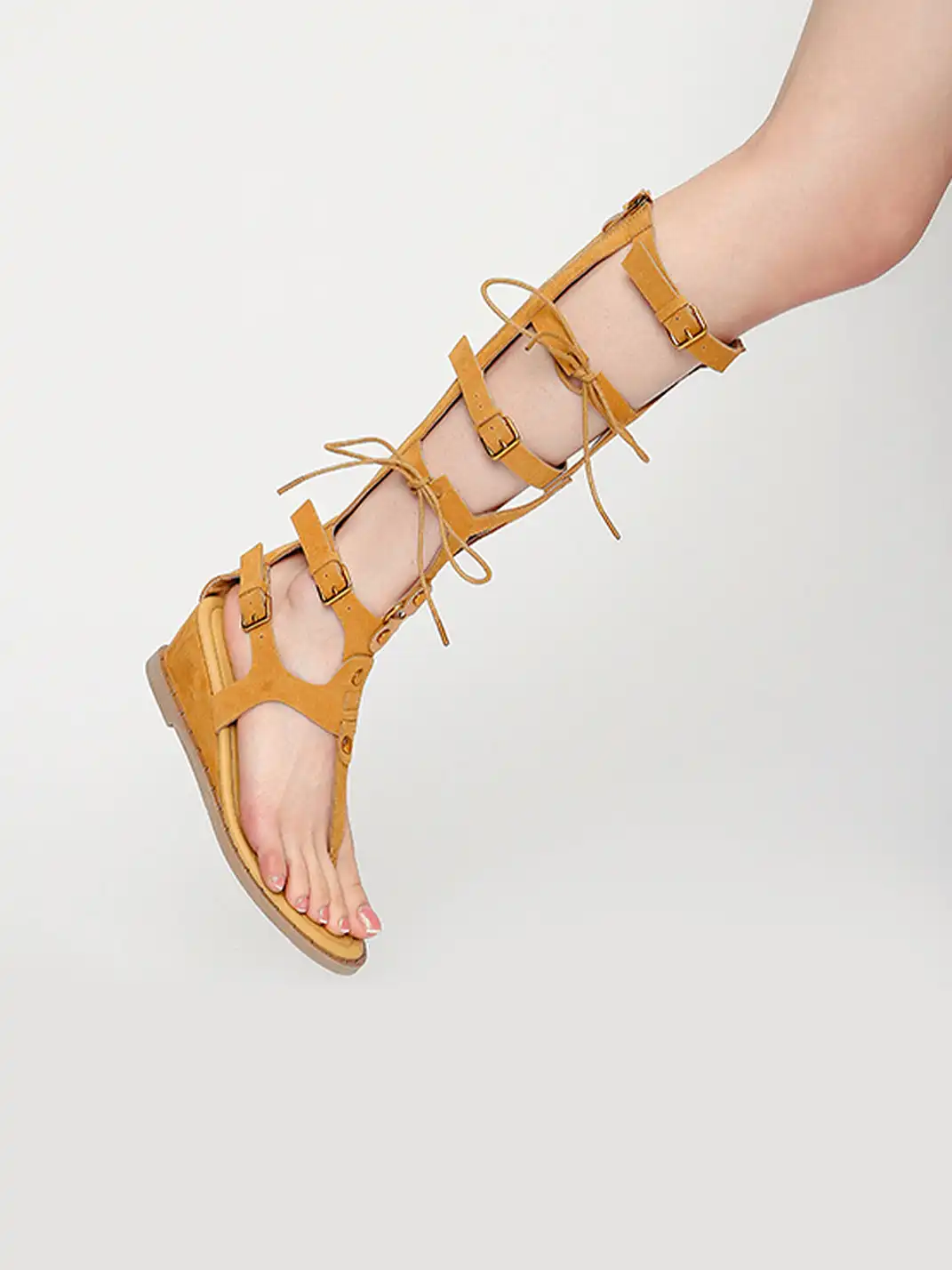 RONG | Lace-Up Bow Wedge Heel Roman Sandals