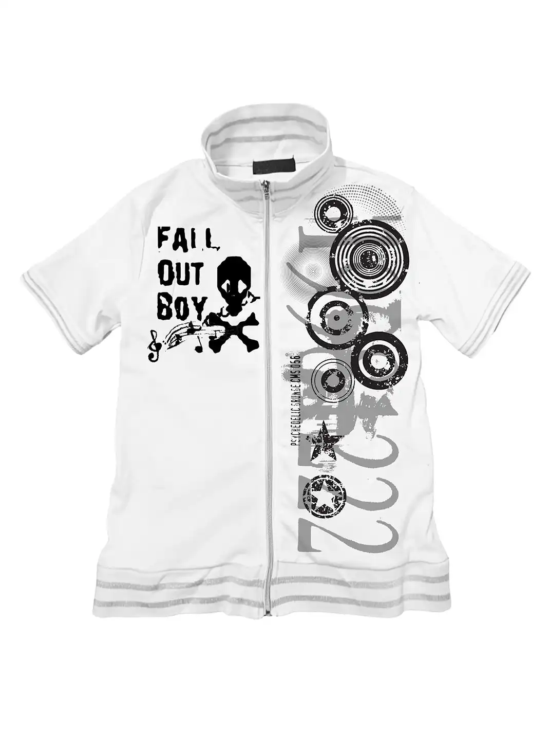 PAIKI | Skull & Note Stand Collar Zip-Up T-Shirt