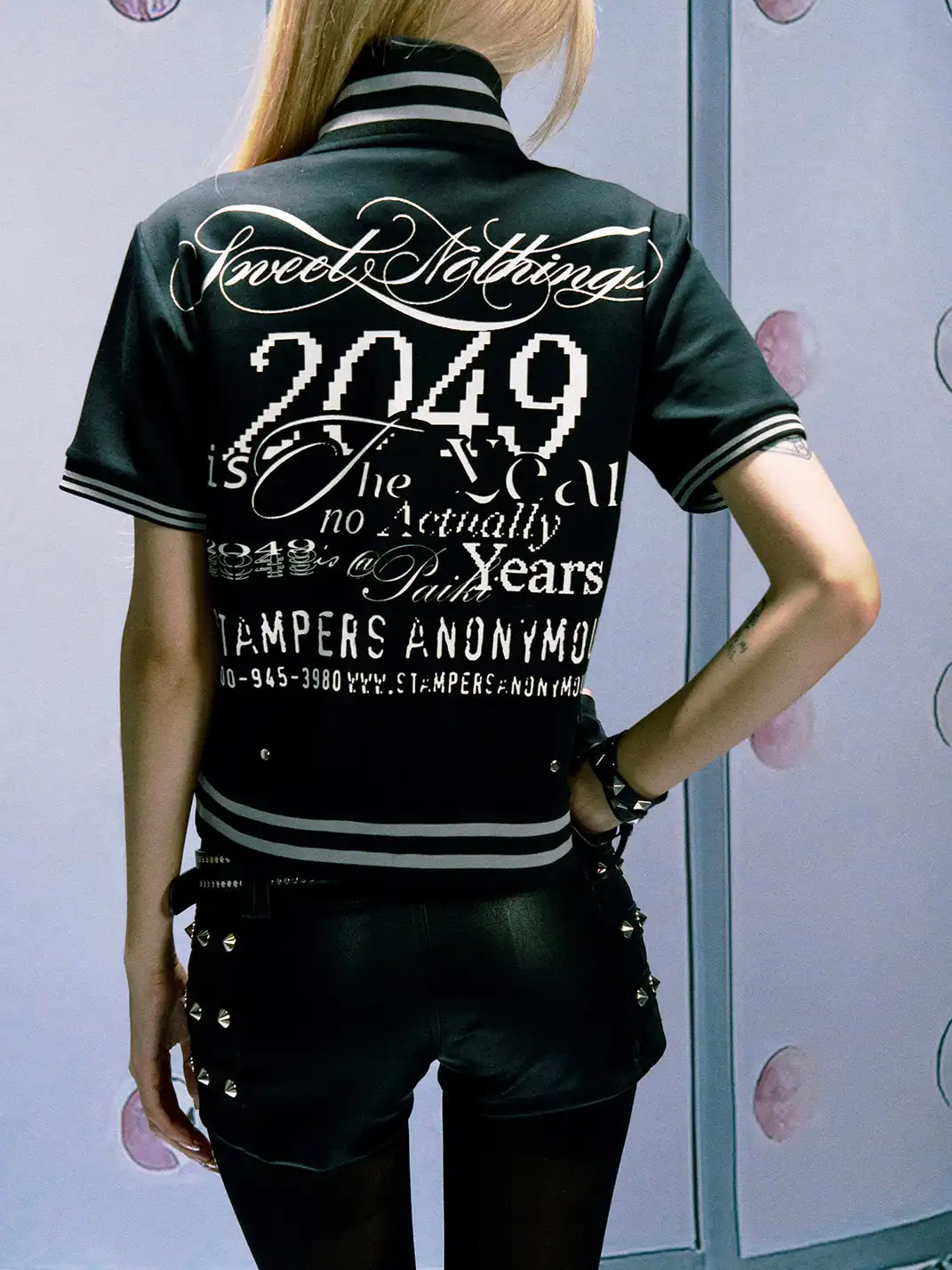PAIKI | Skull & Note Stand Collar Zip-Up T-Shirt