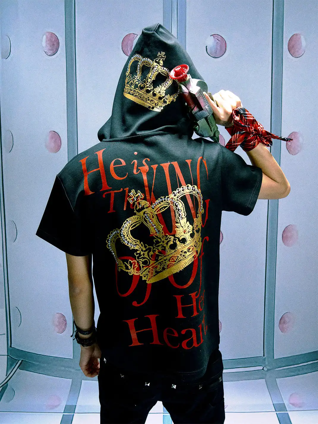 PAIKI | Love Romance Rhinestone Hooded T-shirt