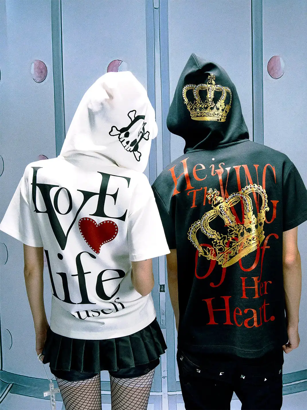 PAIKI | Love Romance Rhinestone Hooded T-shirt