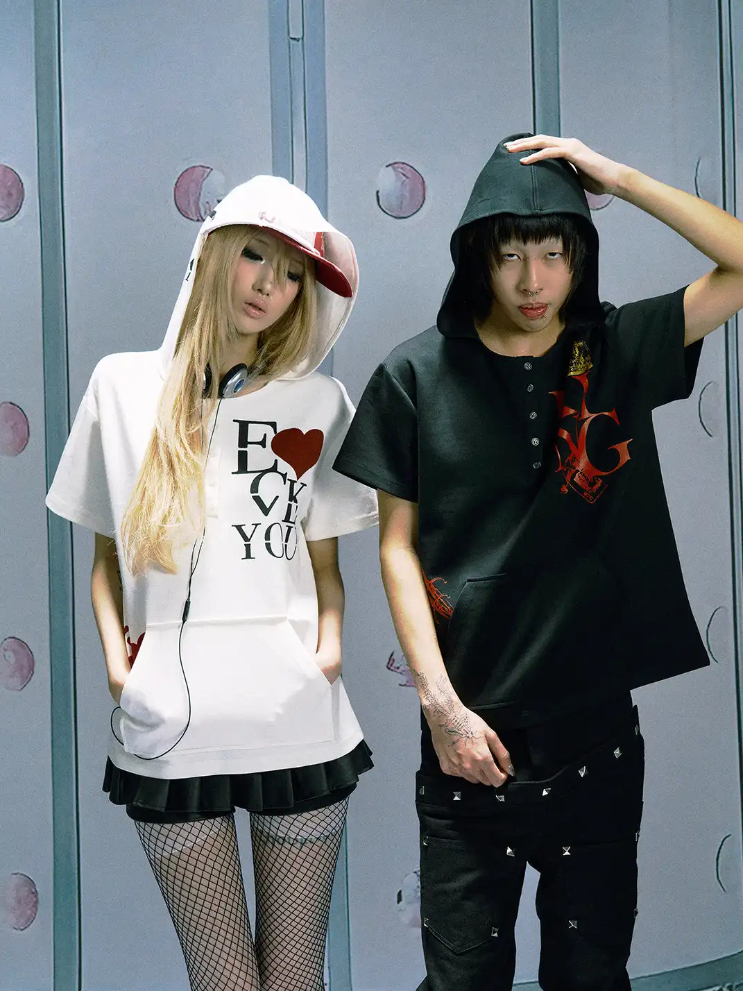 PAIKI | Love Romance Rhinestone Hooded T-shirt