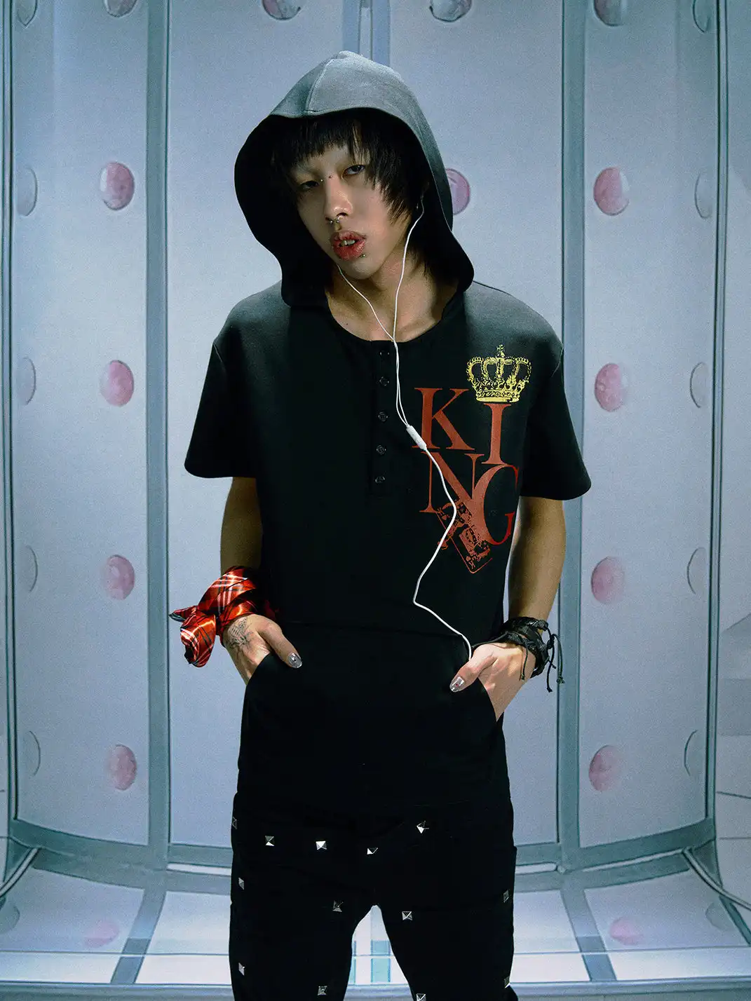 PAIKI | Love Romance Rhinestone Hooded T-shirt