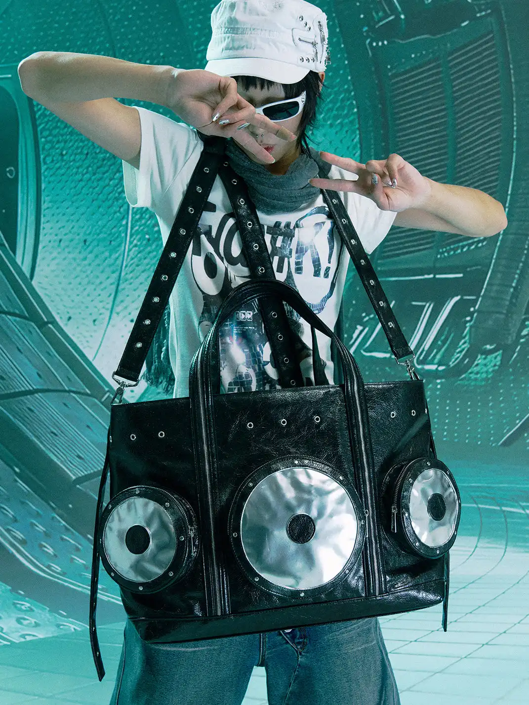 PAIKI | Speaker Pattern One-Shoulder Tote Bag