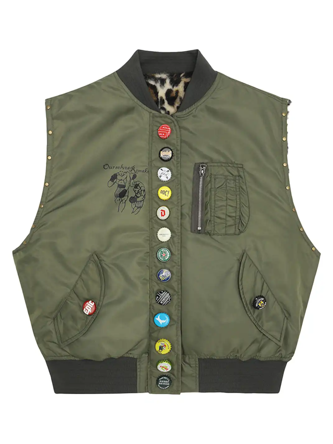 Ourselvesremake | Reversible Leopard Print Pilot Vest