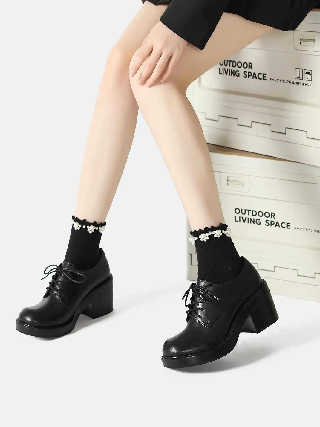 Dolly Bae | Lace-Up Soft Sole Block Heel High Heels