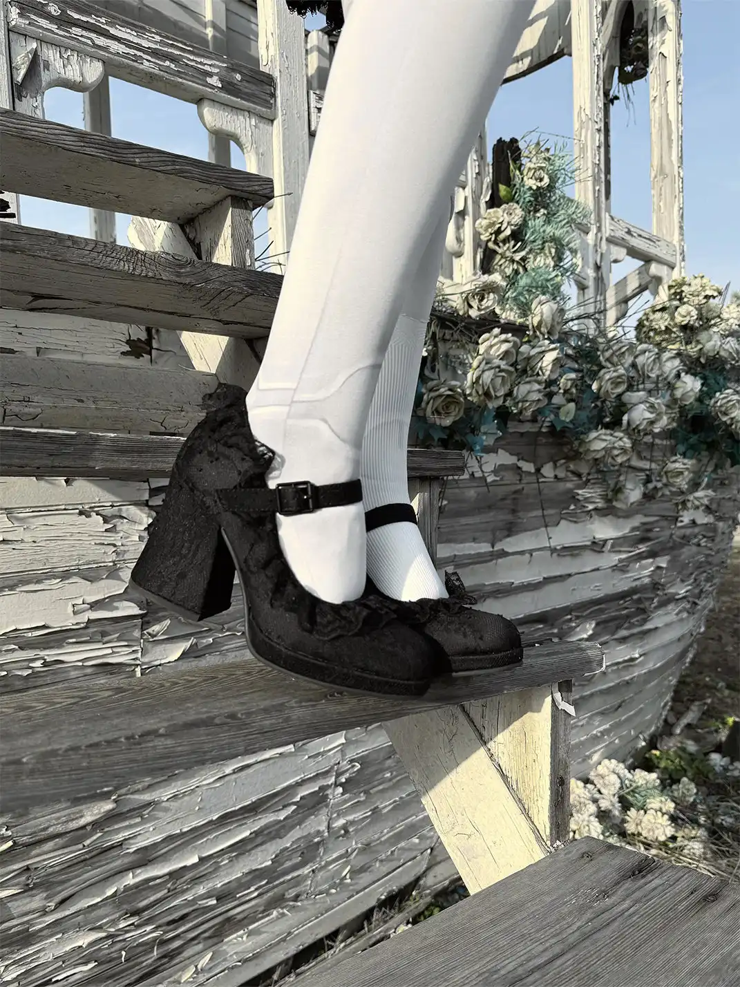 Dolly Bae | Lace 9cm Chunky Heel Shoes