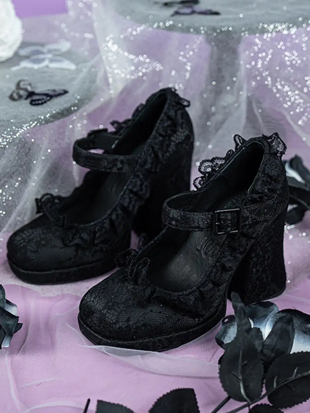 Dolly Bae | Lace 9cm Chunky Heel Shoes