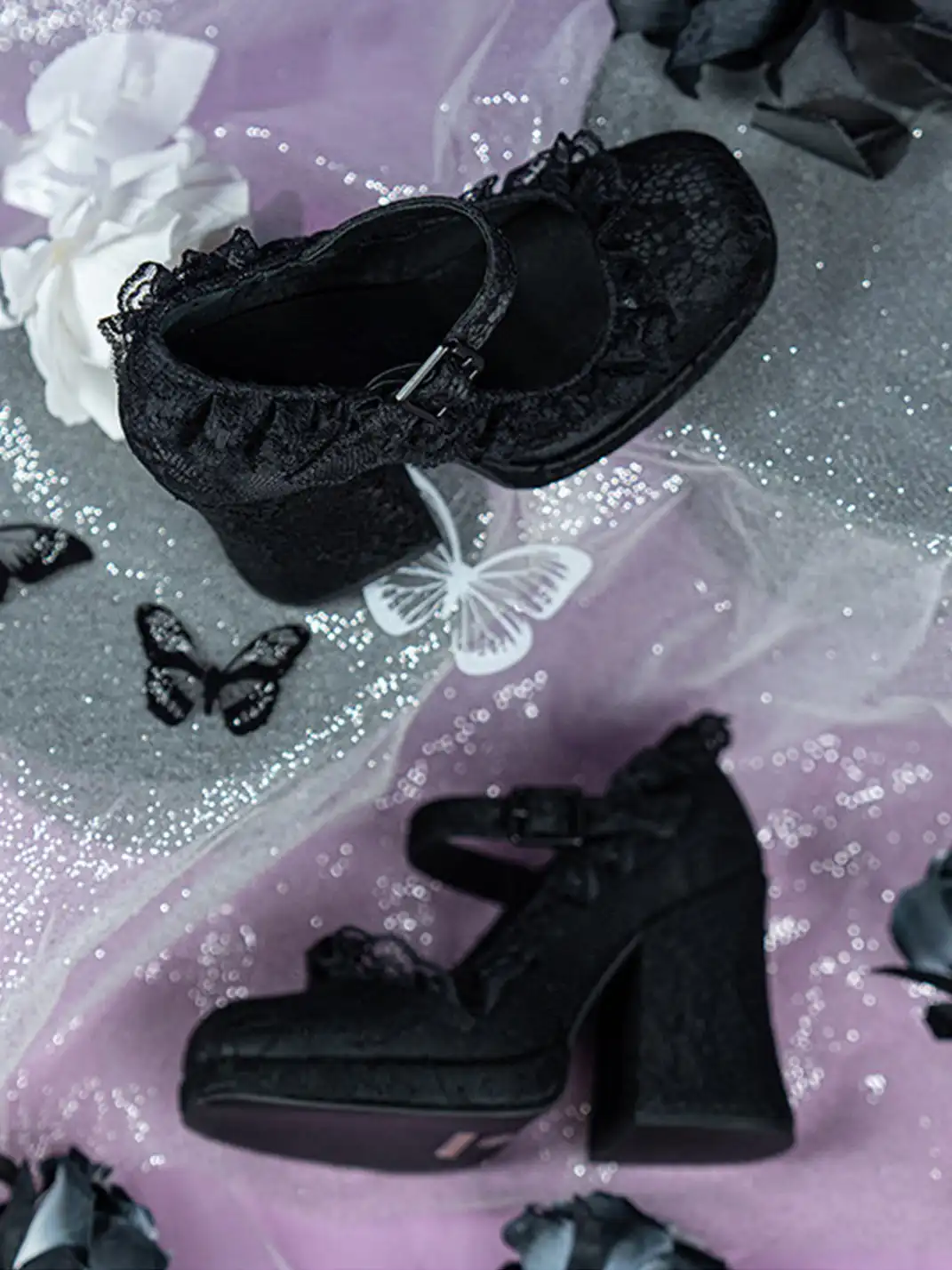 Dolly Bae | Lace 9cm Chunky Heel Shoes