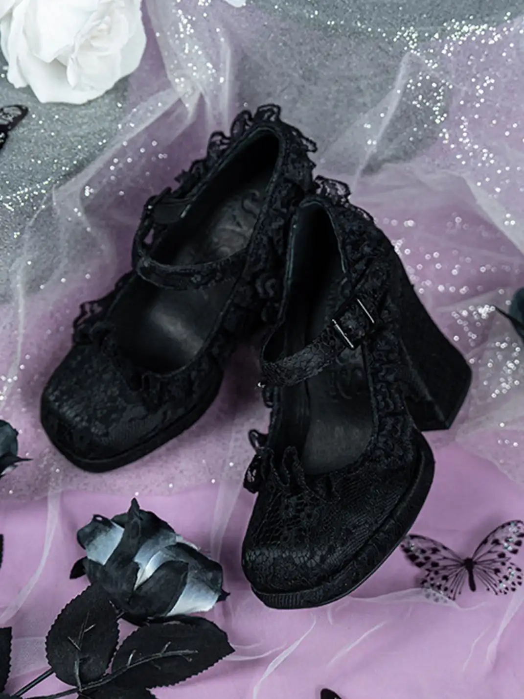 Dolly Bae | Lace 9cm Chunky Heel Shoes