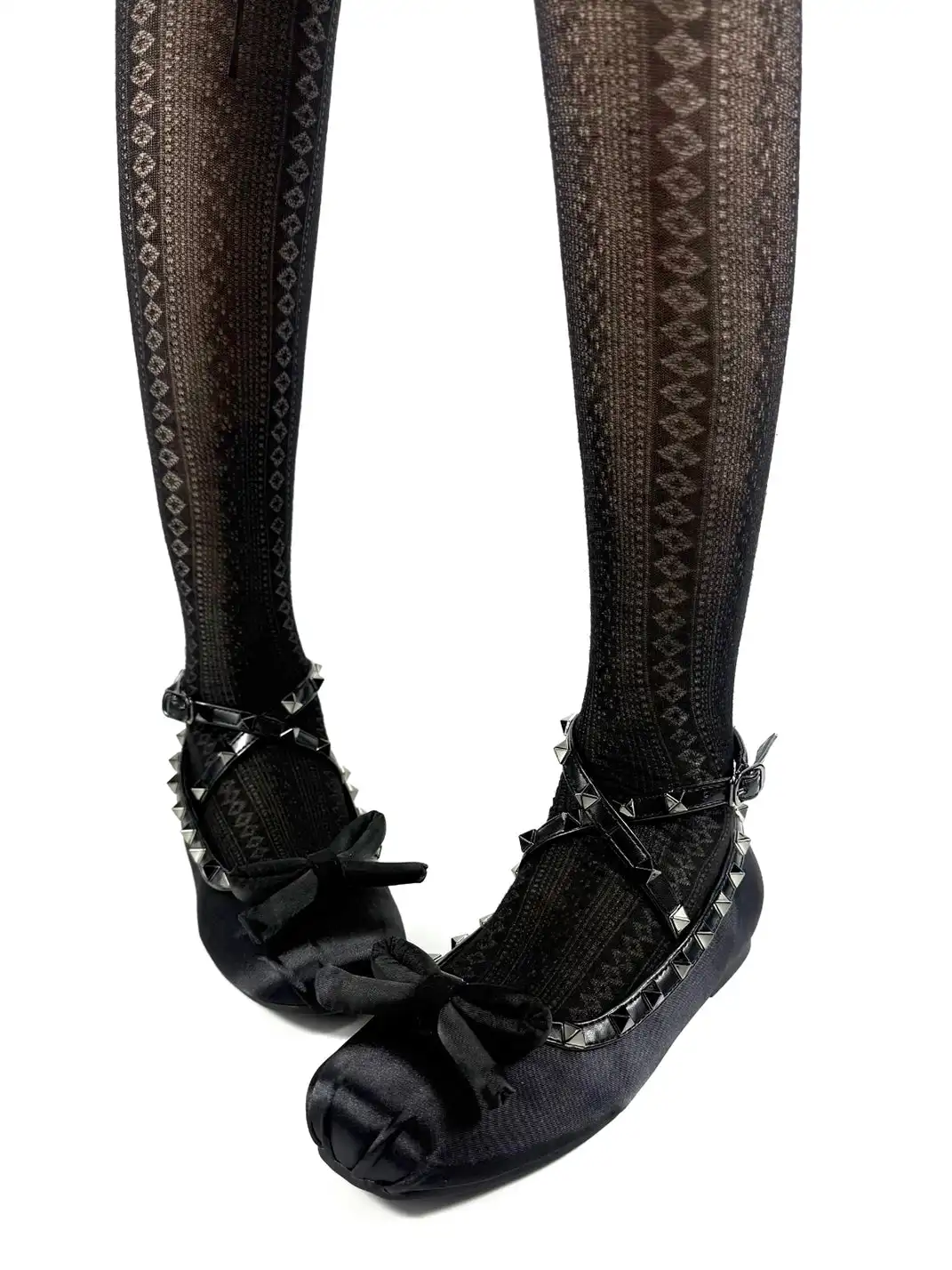 Dolly Bae | Satin Bow Rivet Lace-Up Flat Shoes