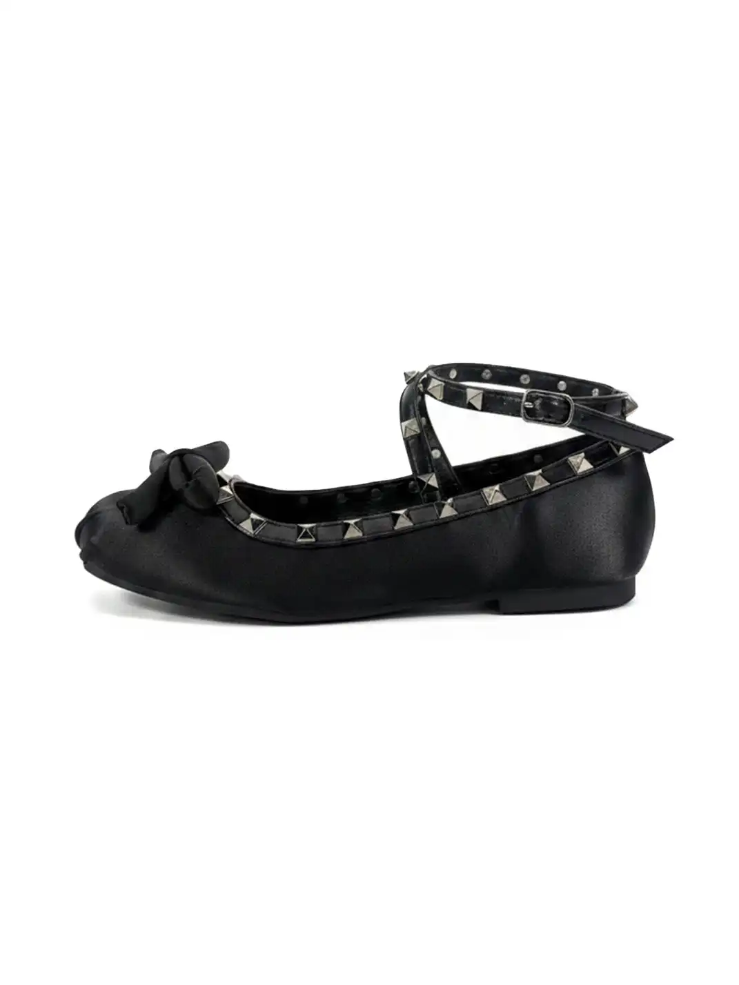 Dolly Bae | Satin Bow Rivet Lace-Up Flat Shoes