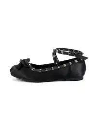 Dolly Bae | Satin Bow Rivet Lace-Up Flat Shoes