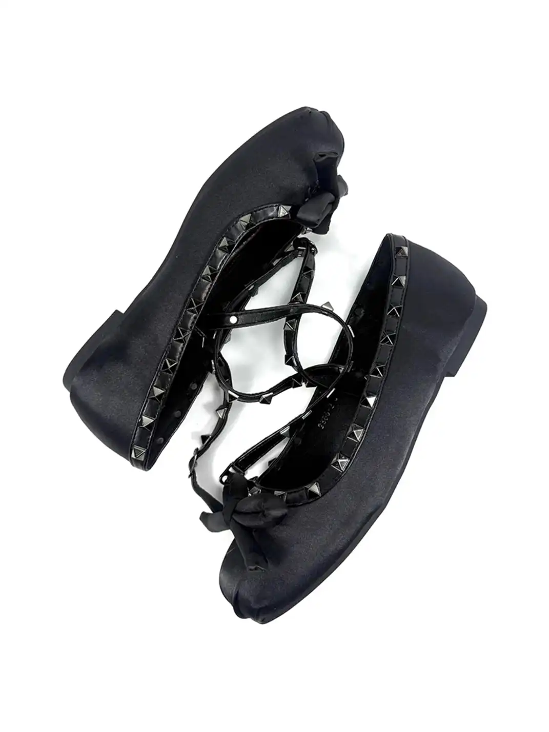 Dolly Bae | Satin Bow Rivet Lace-Up Flat Shoes
