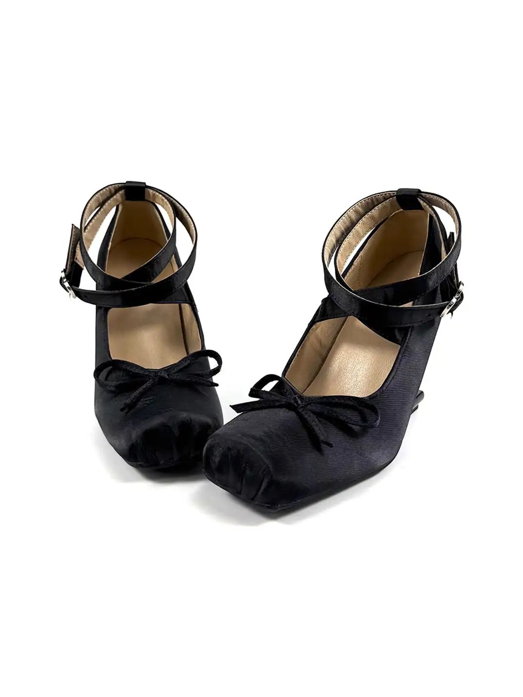 Dolly Bae | 9CM Bow Strap Square Toe High Heels
