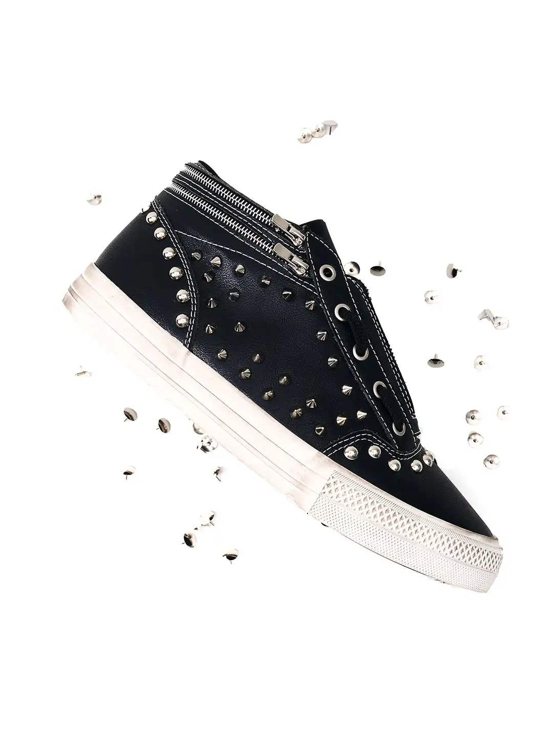 Fourth3ex | Double-Zipper Rivet Skate Sneaker