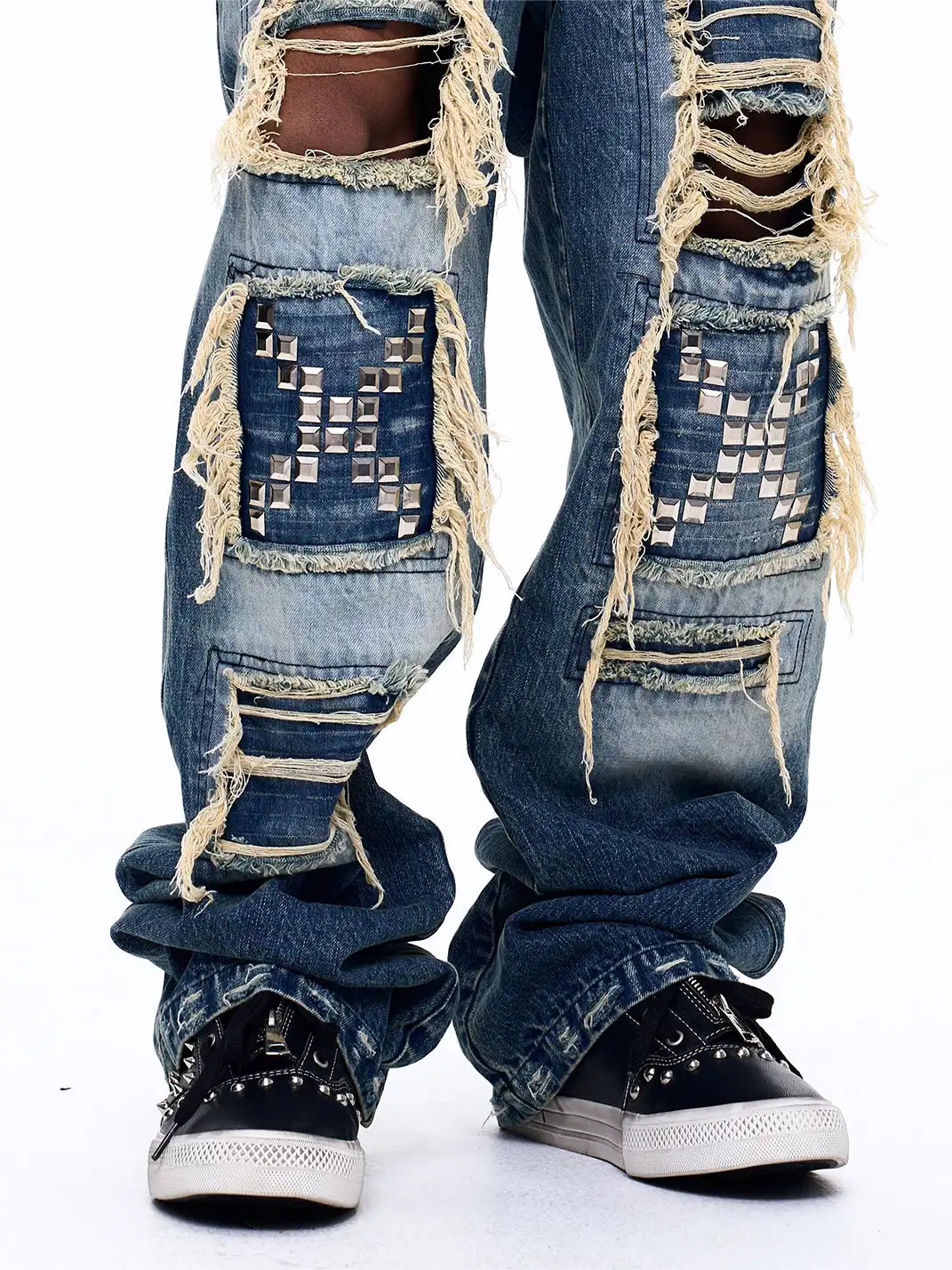 Fourth3ex | Double-Zipper Rivet Skate Sneaker