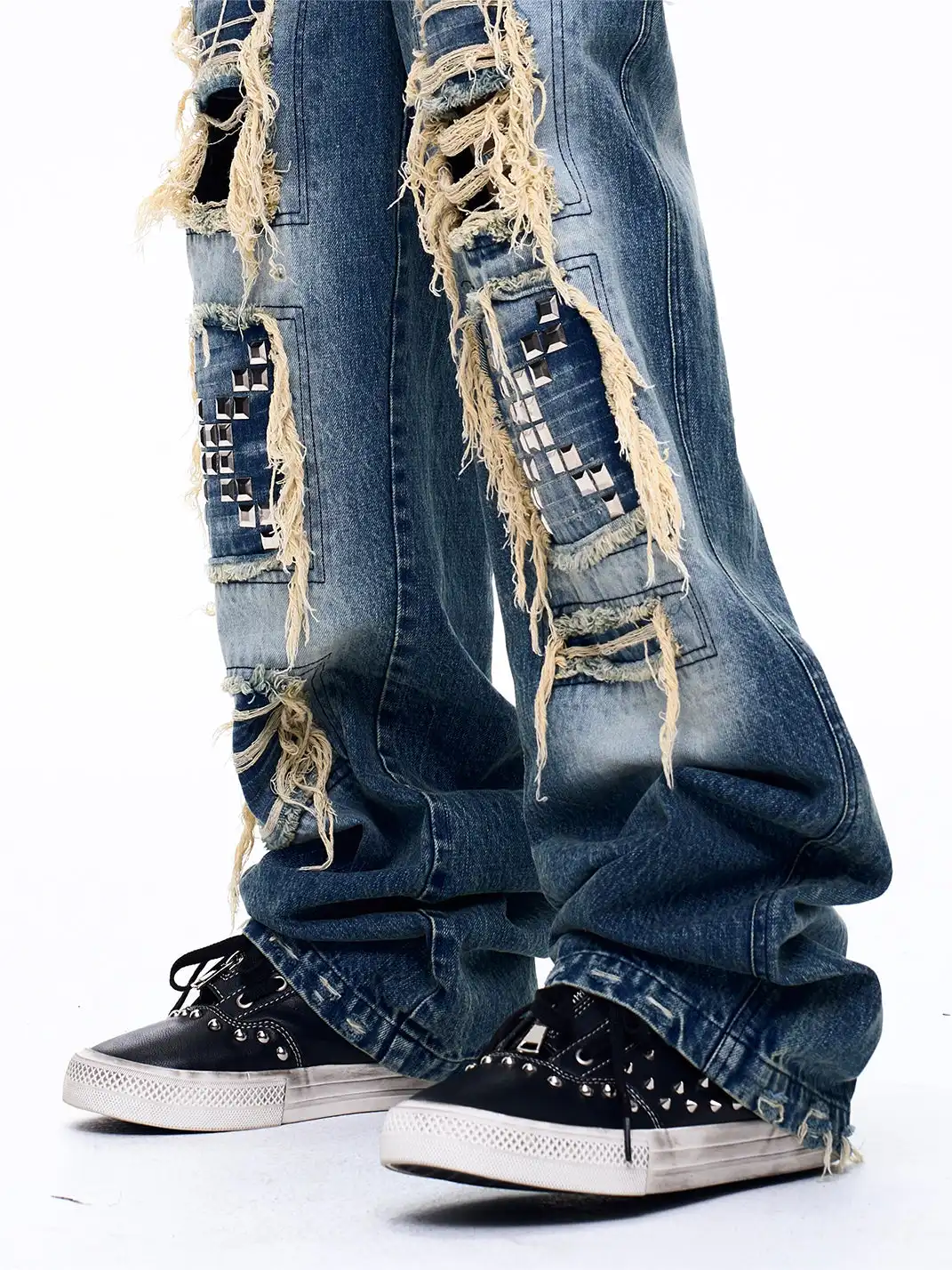 Fourth3ex | Double-Zipper Rivet Skate Sneaker