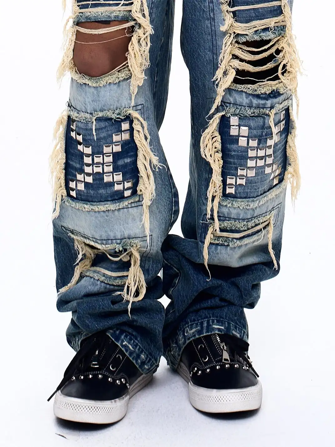 Fourth3ex | Double-Zipper Rivet Skate Sneaker