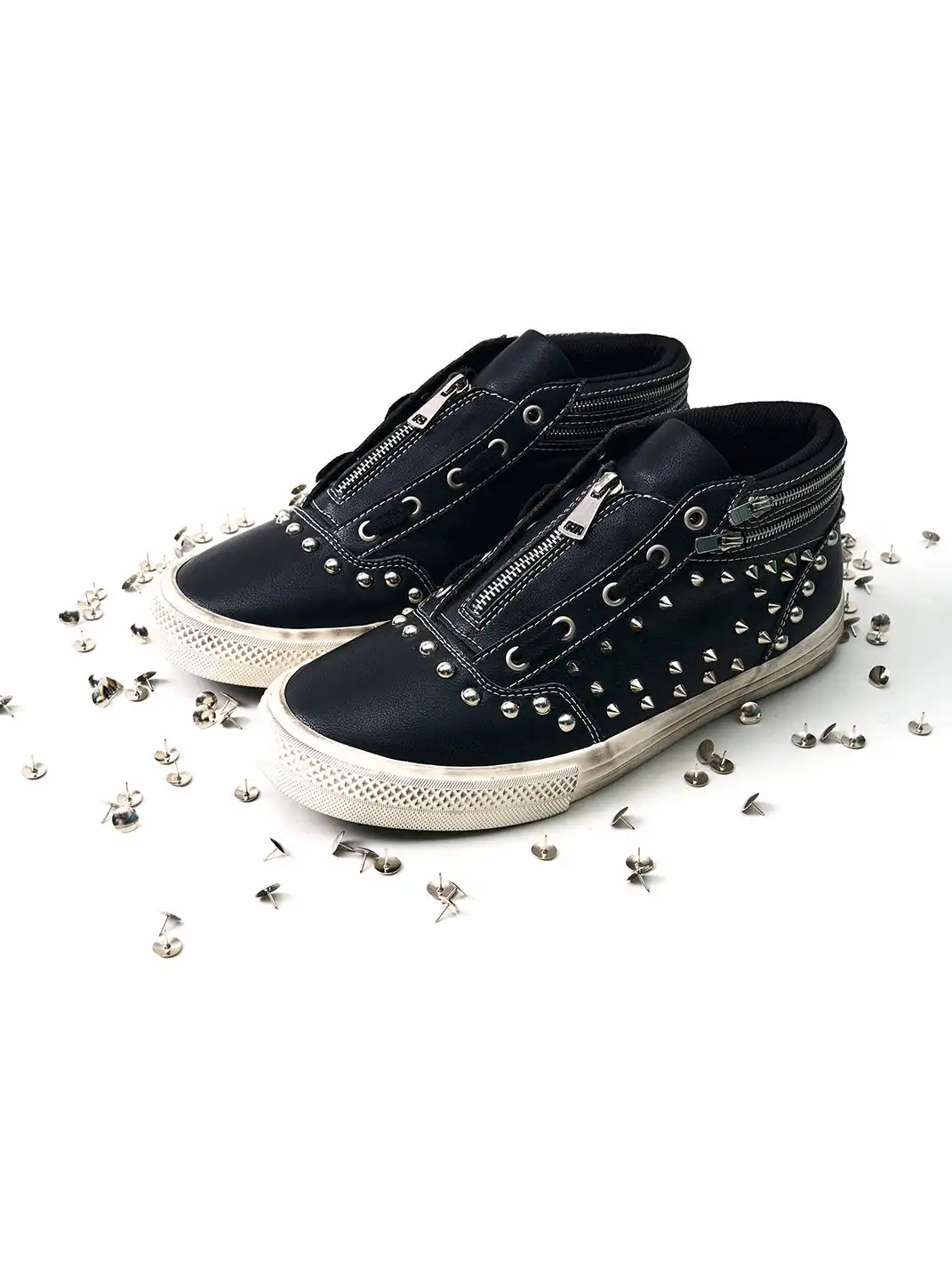 Fourth3ex | Double-Zipper Rivet Skate Sneaker