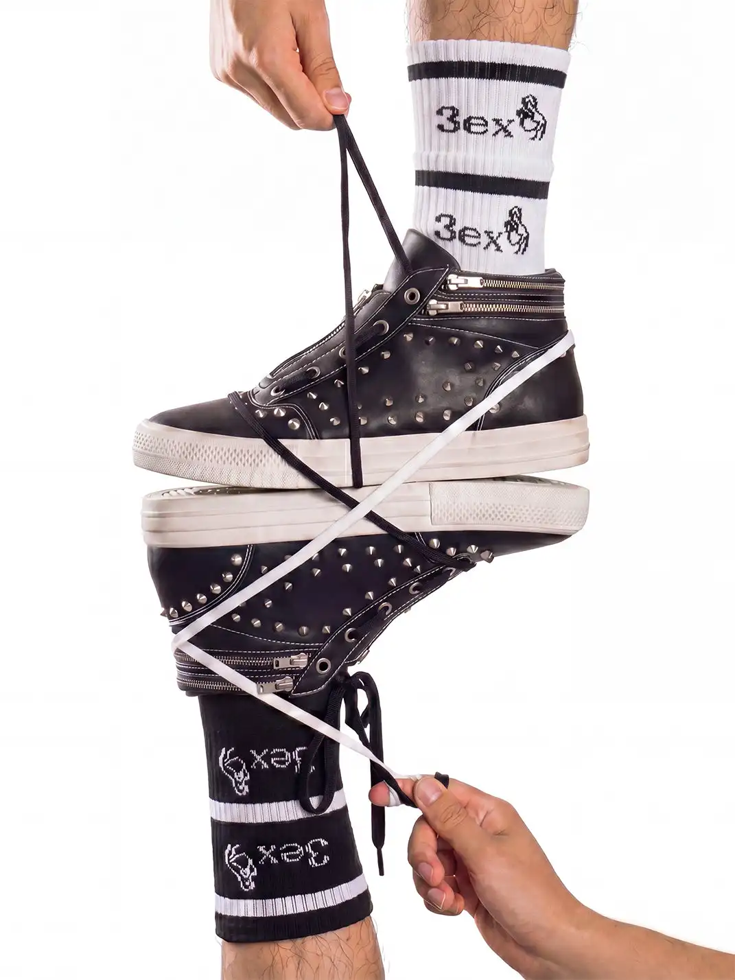 Fourth3ex | Double-Zipper Rivet Skate Sneaker