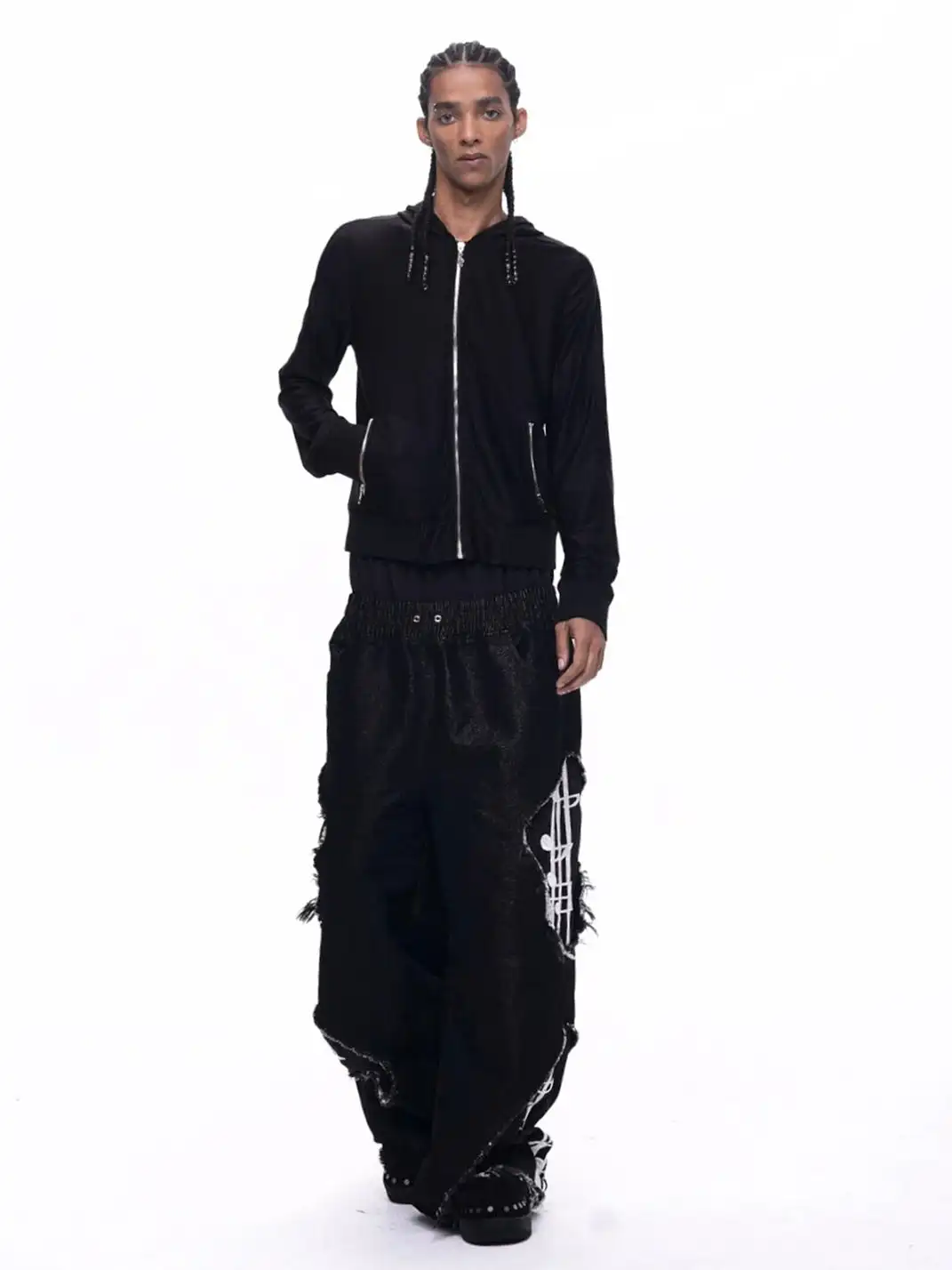 Fourth3ex | Distressed Double Waist Note Jeans