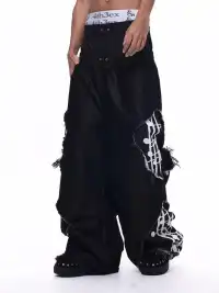 Fourth3ex | Distressed Double Waist Note Jeans