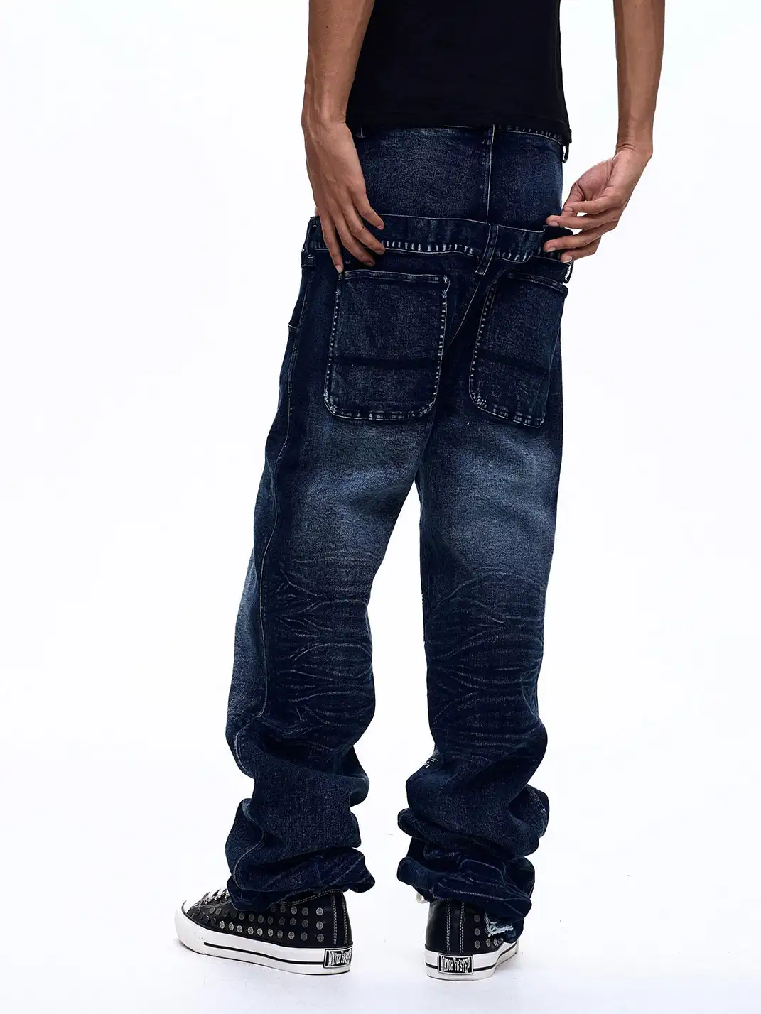 Fourth3ex | Note Double Waist Whisker Jeans