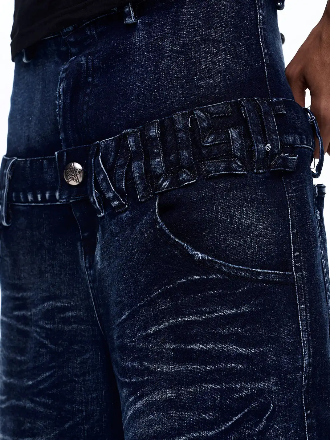 Fourth3ex | Note Double Waist Whisker Jeans
