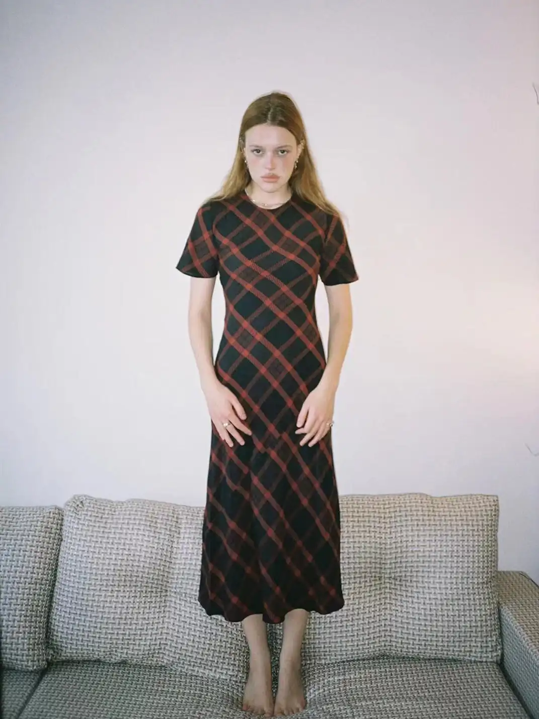 Risque Rose | Vintage Plaid Silk Dress